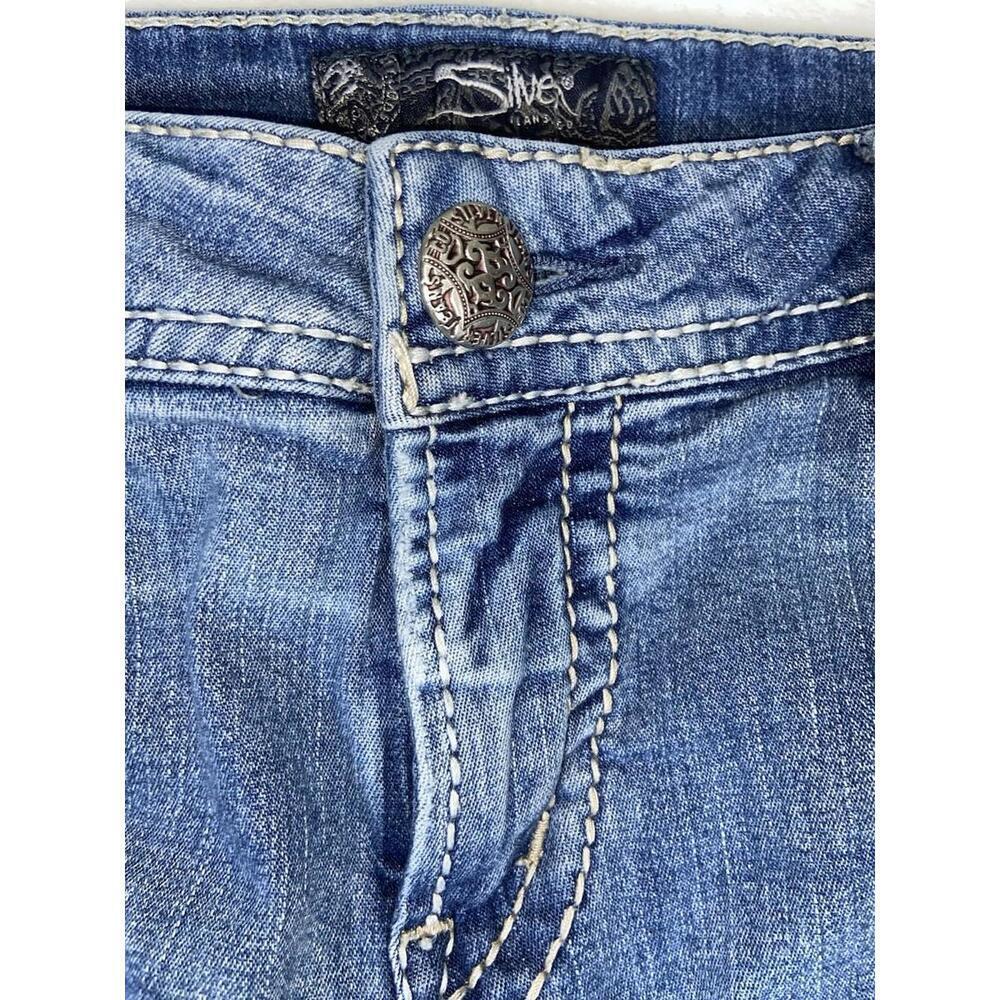 Silver Womens Twisted Surplus Boot Leg Jeans Blue Stretch Whiskered Denim 34x28 - Picture 2 of 14